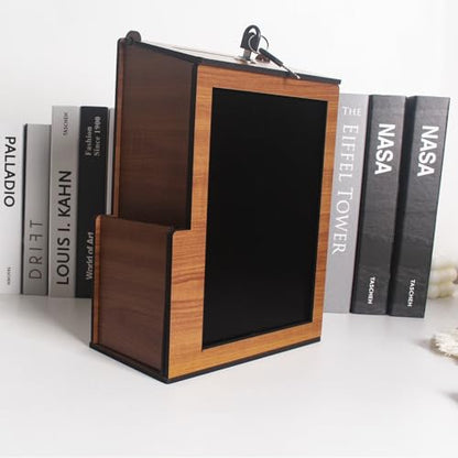 SHUMEI Wooden Suggestion Box with Lock, Donation and Tip Box for Events