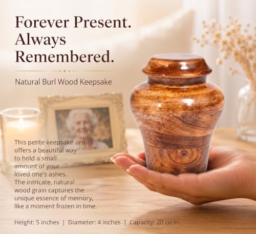 Handcrafted Wooden Cremation Keepsake Urn 20 lbs Beutiful and Decorative urn for Adult Human Ashes Fractal Resin Inlay. - size: Keepsake (20 lbs
