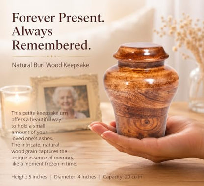 Handcrafted Wooden Cremation Keepsake Urn 20 lbs Beutiful and Decorative urn for Adult Human Ashes Fractal Resin Inlay. - size: Keepsake (20 lbs