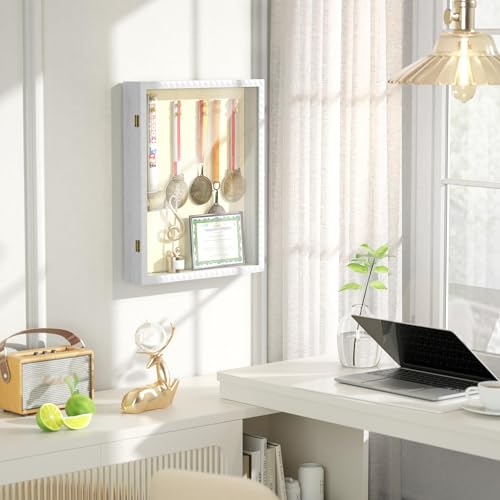 SZQINJI Shadow Box Frame 11x14 Deep Diamond Shape Display Cases Wood White - color: White, size: 11x14