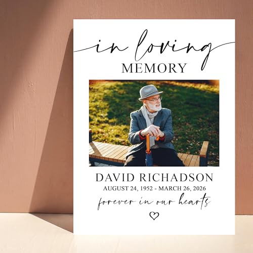In Loving Memory Funeral Sign With Photo, Memorial Welcome Poster, Memorial Photo Yard Sign, Celebration of Life Welcome Signs, Personalized Funeral Welcome Sign - color: Background #08