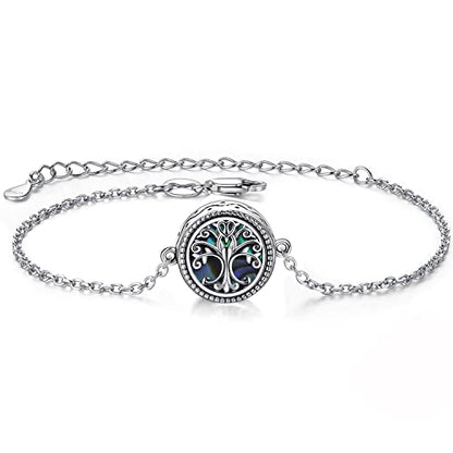 ZOEXUE Infinity/Tree of Life/Rose/Angel Wings/Heart Urn Bracelet for Ashes 925 Sterling Silver Cremation Bracelet for Ashes Keepsake Ashes Urns Jewelry Women Loved Ones - style: Tree of life urn bracelet