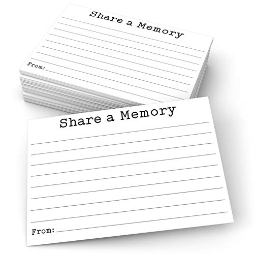 321Done Share a Memory Cards, Vintage Typewriter, 4x6, Set of 50, White | Made in USA - Memory Prompts for Celebration of Life, Funerals, Memorials and Anniversaries, Guest Book Alternative
