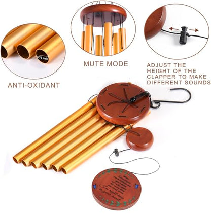 Memorial Wind Chimes for Outside – Sympathy Wind Chimes for Loss of Loved One, Bereavement Gifts for Loss of Dad, Mom, Baby, Brother, or Friend – Outdoor Remembrance Gift in Gold (Round Design) - size: Gold - Round Design