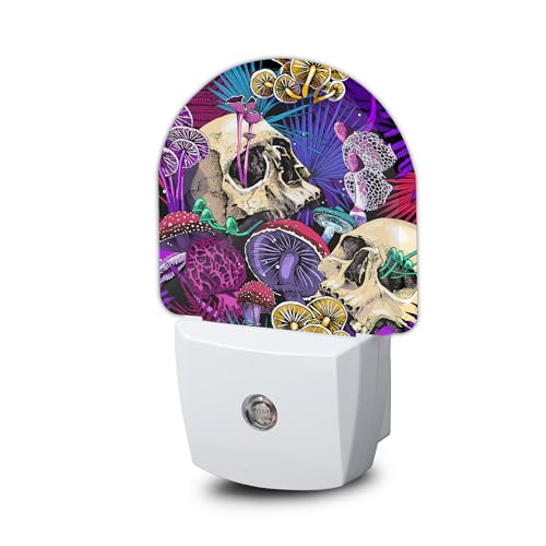 Purple Skeleton Skulls Night Light, Night Light Plug into Wall with Dusk to Dawn Sensor, LED Lamp Energy Saving Lights for Men Women Boys Girls,Lamp for Bedroom Bathroom Hallway - color: Skeleton Skulls