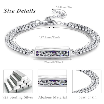 TUGHRA Ashes Bracelet for Women Urn Bracelet for Ashes 925 Sterling Silver Cremation Jewelry Memorial Gifts Keepsake Bracelet - style: Ashes Bracelet-bar-tree of life-oxidation