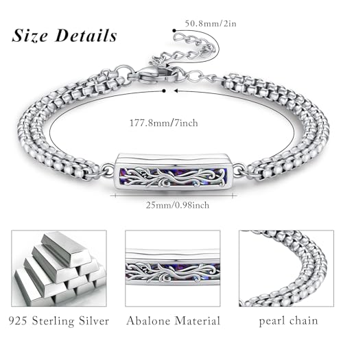 TUGHRA Ashes Bracelet for Women Urn Bracelet for Ashes 925 Sterling Silver Cremation Jewelry Memorial Gifts Keepsake Bracelet - style: Ashes Bracelet-bar-tree of life-oxidation