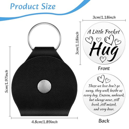 Xiahuyu Pocket Hug Token Pocket Hug Coin Holder Keychain Double Sided Coin Sympathy Memorial Gifts for Loss of Loved One Remembrance Bereavement Condolence Gift for Women Men with Leather Keychain