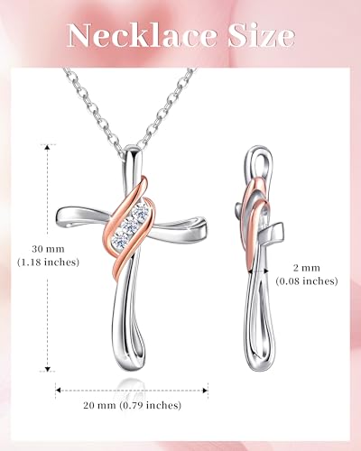 ACECHA Silver Cross Necklace for Women, Cubic Zirconia Pendant - color: CZ Cross 01