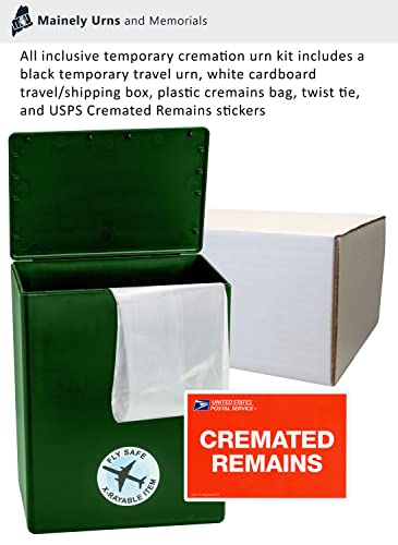 CarrySafe TSA-Approved Travel Urn Kit – Guaranteed Fly-Safe Temporary Cremation Urn for Human Ashes – Personalized, Airline Friendly, 200 Cu in, Green Plastic with Travel Box - color: Green