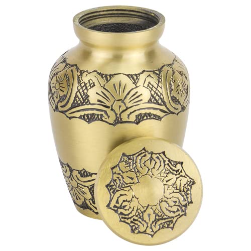 Elegant Gold Keepsake Cremation Urn for Ashes, Brass, Gold Urn, Keepsake Sized Cremation Urn, 2.75 Inches High - color: Elegant Gold
