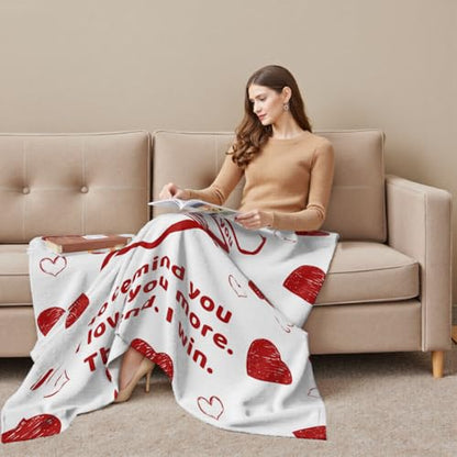 Giwawa Anniversary Wedding Gifts for Women Men Husband Wife Birthday Gift Ideas to Girlfriend Boyfriend Him Her Valentines Day Couples Blanket I Love You More The End I Win Throw Blanket 50x60 - color: Lovemore