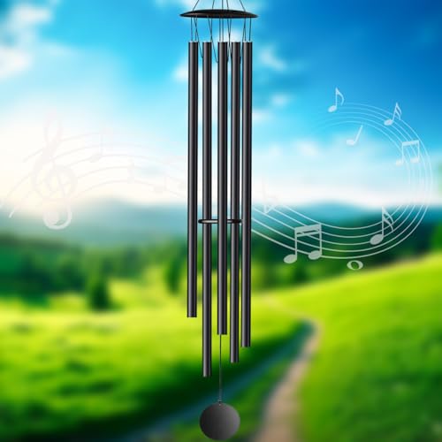 68” Large Wind Chimes for Home Garden Decor, Deep Tone Wind Chimes for Mom Grandma, Memorial Sympathy Gifts for Loss of Loved One, Black - size: Black-68 Inch-5 Tubes