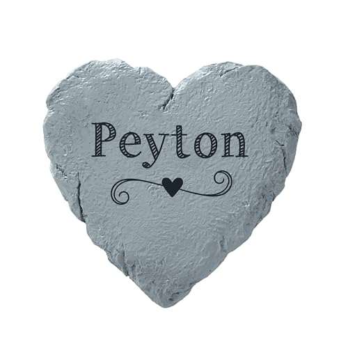 Let's Make Memories Personalized Garden Stone - Resin - Custom Garden Décor - Love Grows Here Round Stone with Heart Cutout - for Dad - for Father's Day - style: Love Grows Here - Small Heart