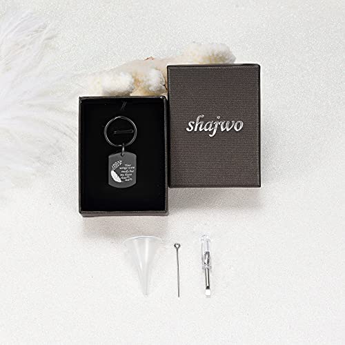 shajwo Paw Print Urn Keychain for Dog Cat | Dog Cat Keepsake Memorial Keychain Ash Holder,Stainless Steel Cremation Jewelry - color: Wing Black 1