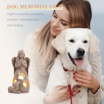 BEARAE Dog Memorial Gifts for Loss of Dogs, Pet Loss Sympathy Gifts, Dog Passing Away Bereavement Gift, Remembrance Grieving Dogs Angel Candle Holder - color: Grey #2