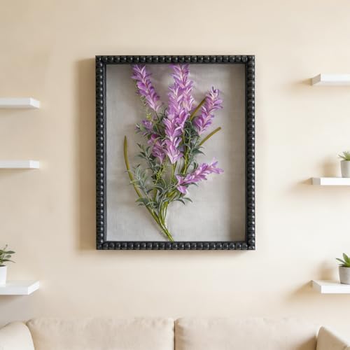 Muzilife 16x20 Shadow Box Pine Wood with Unique Bead Door, 3.18 Deep, Black - color: Black-bead Shape, size: 16"x20"