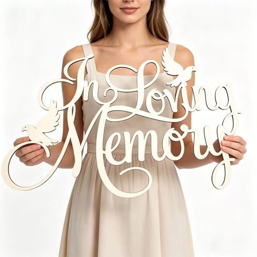 In Loving Memory Sign for Backdrop, Wooden Honor Souls Heaven Wall Decorations, Wedding Wall Decor for Bride Groom Memorial Gifts, Wedding Party Decoration Photo Prop, 17X13INCHES