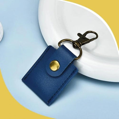 Leather Photo Frame Keychains for Women Men Birthday Anniversary Christmas Gifts - color: Blue