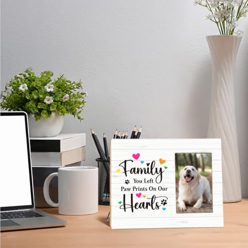 OTINGQD Dog Lover Gift Picture Frame,Dog Mom and Dad Gifts,Puppy Memorial Gifts,You Left Paw Prints on Our Hearts Wooden Photo Frame for Tabletop Wall Display - style: Dog Memorial Gifts-7