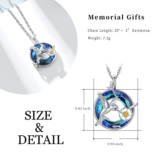 shajwo Hummingbird Urn Necklaces for Ashes - color: Blue