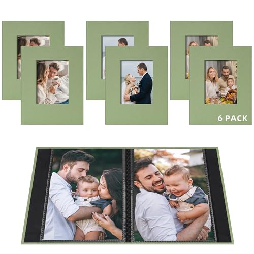 Small 4x6 Photo Album 24 Pockets Linen Cover Light Green 6 Pack - color: Light Green, size: 24 Pockets 6 Pack