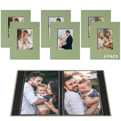 Small 4x6 Photo Album 24 Pockets Linen Cover Light Green 6 Pack - color: Light Green, size: 24 Pockets 6 Pack