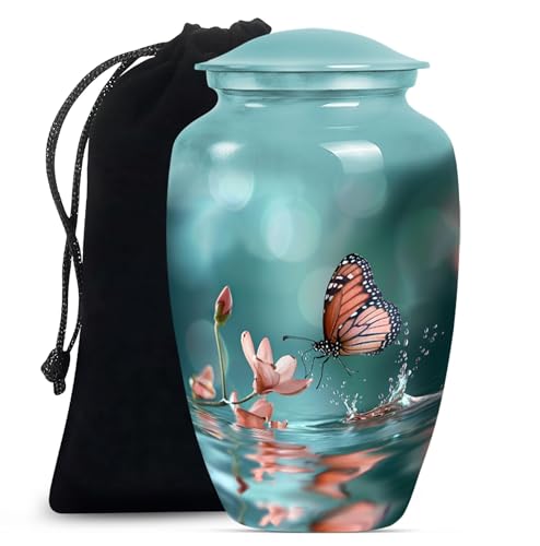 Butterfly Urn for Ashes - Large Adult Urn - 200 lbs Capacity - Polished Multicolor Metal Urn - 10 INCH - size: #1 (Large Size)