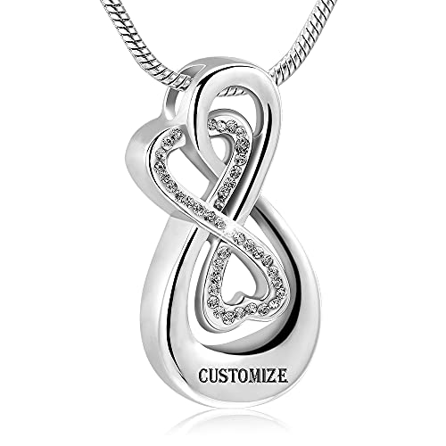 Infinity Love Urn Pendant Stainless Steel Snake Chain Cremation Jewelry for Ashes for Woman Free Filling Tools Include - color: Customize