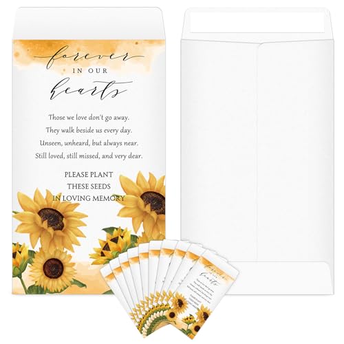 Fumete 120 Pack Memorial Seed Packets Funeral Favors, Sunflower | Empty Envelopes for Guests, 3.9x2.4 in Kraft, Celebration of Life, Veterans Day Memorial, Funeral Seed Favors - style: Sunflower