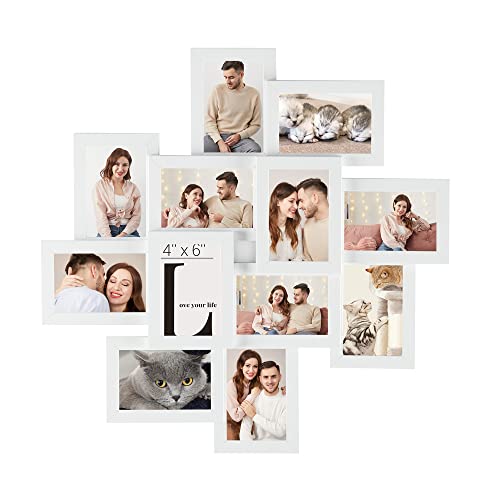 SONGMICS 12-Pack 4 x 6 Collage Picture Frames with Glass Front - color: Cloud White, size: 12 Pack
