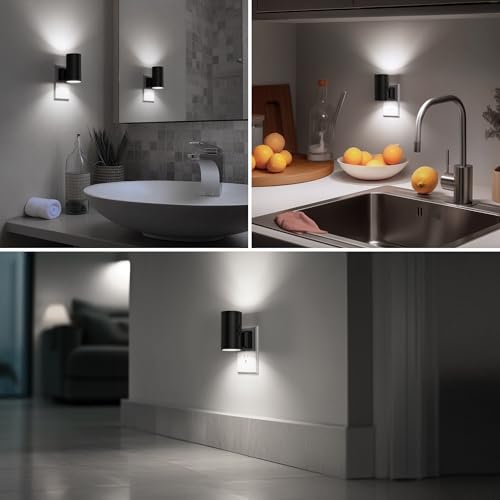 Night Lights Plug into Wall, Modern LED Night Light Plug in | Dusk to Dawn Sensor 5000K Daylight 0-100LM Adjustable Brightness Dimmable NightLight Hallway Bedroom Stairway 2 Pack - color: Black-5000K, size: 2 Pack