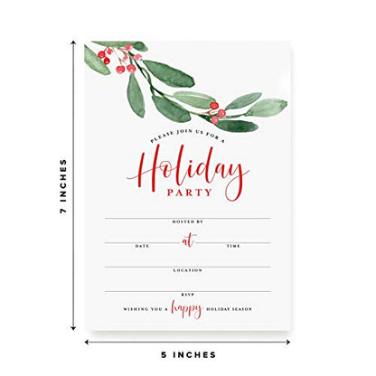 Bliss Collections Holiday Party Invitations with Envelopes, 25 Holiday Season 5x7 Fill-In Invites with 25 Envelopes for Winter Celebrations, Christmas, Hanukkah, Kwanzaa or New Year’s Parties - style: Holiday Season