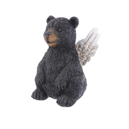 The Bridge Collection Black Bear Angel Figurine – Faith Animal Memorial | Hand-Painted Inspirational Animal with Angel Wings Indoor & Outdoor Cabin & Home Decor