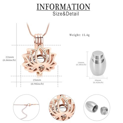 Cremation Jewelry Lotus Flower Urn Necklaces for Ashes Stainless Stell Memorial Ash Pendant Necklaces with Mini Urn Keepsake Ash Jewelry for Men Women Gifts with Funnel Filler Kit - color: Customize