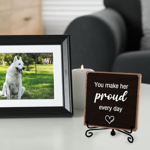 Memorial Gifts for Loss of Loved One, Funeral Remembrance Keepsake Plaque | Unique Grieving Present for Women Family Friends Desk Shelf Decor, Wooden Sign Tabletop, Best for Daily Remembrance - style: Proud