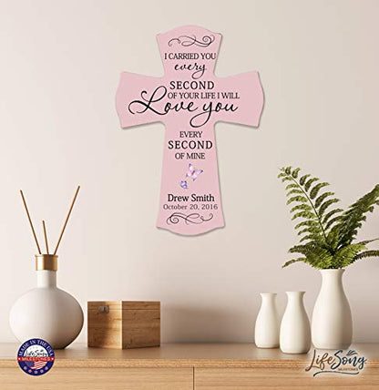 LifeSong Milestones Memorial Wooden Cross 8.5x11 I Carried You (Butterfly) Condolence Funeral Remembrance in Loving Memory Bereavement Gift for Loss of Loved One (Pink) - color: Pink