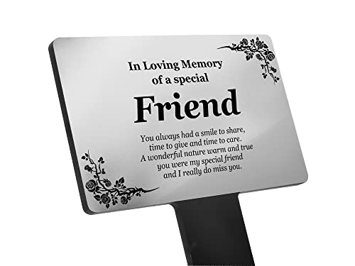 Friend Memorial Remembrance Plaque Stake - SILVER/GOLD/COPPER, Waterproof, Outdoor, Grave Marker, Tribute, Plant Marker (Silver)