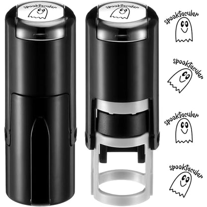 Supervitae 2 Pack Halloween Black Ghost Print Stamps Ink Stamper | Mini Self Inking Stamps for Party Educational Activities Craft Supplies - color: Black, style: Ghost