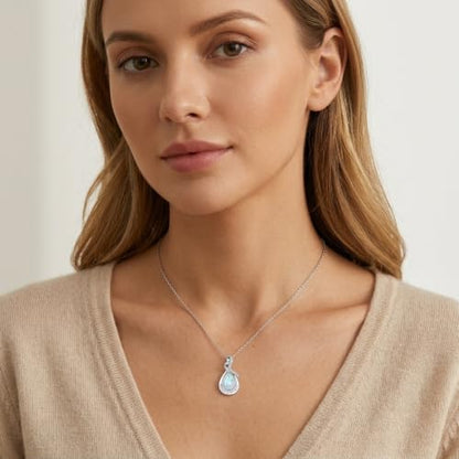 Urn Necklace for Ashes Blue opal Cremation Necklace Keepsake Memory Jewelry for Ashes of Loved Ones Keepsake - style: Memorial Cremation Urn