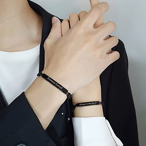 RIPFEVURN 3 Pack Cremation Jewelry Urn Bracelet for Ashes for Women Men Adjustable Memorial Keepsake Bangle Rope Braided Bracelet - color: Black-4pcs