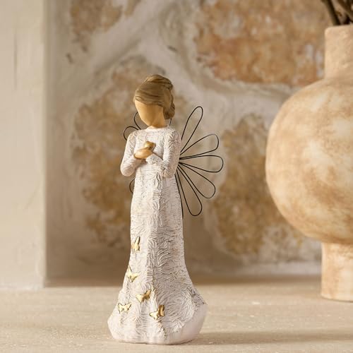 Sympathy Angel Figurines for Loss of Loved Ones Angel Statues | Home Decor Serenity Prayer Gifts for Women Resin Sculpted Hand-Painted Figure Bereavement Gift Praying Hands Statue - style: Sympathy Angle( Heart Style)