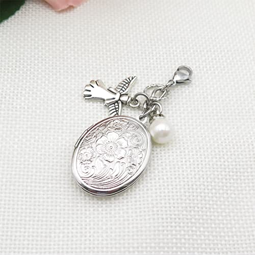 IDLAN Bouquet Locket Photo Charm Wedding Bouquet Memory Charm Memorial Bride Pendant Memorial Photo Keepsake - style: Angel