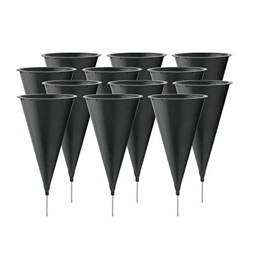 Royal Imports Cemetery Vases for Grave 10" Medium, 1.9" Spikes Set of 12 | Heavy Duty Cemetery Flower Holder Metal Spike, No Foam Insert, Weatherproof Grave Vase for Headstones & Memorial Decorations - size: Medium - No Foam