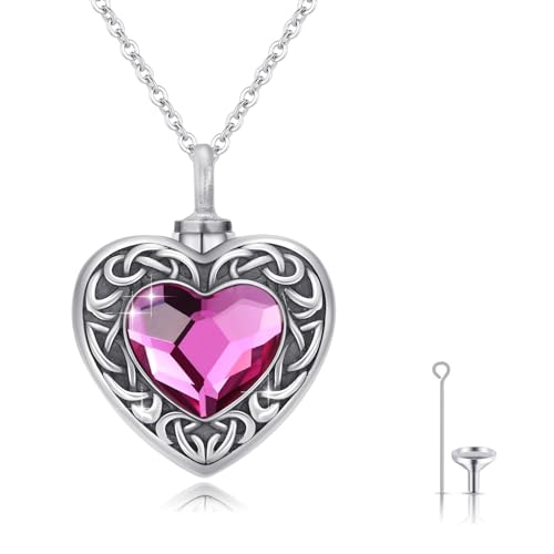 Cremation Jewelry for Ashes 925 Sterling Silver Memorial Pendant Urn Necklaces for Ashes Necklace for Women - style: Urn Necklace-Pink Crystal