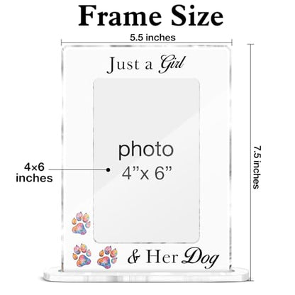 Dog Lovers Gifts for Girls Photo Frame, Just a Girl and Her Dog Acrylic Picture Frames 4 x 6 Inch Photo, Gifts for Dogs Mom Lovers - color: Dog Lovers