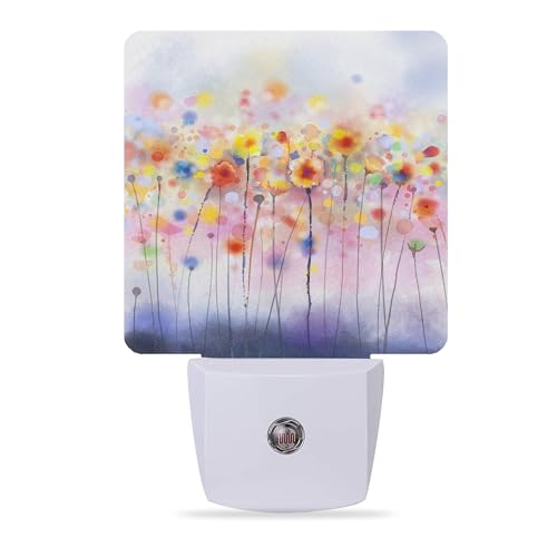 Night Light,Abstract Watercolor Floral Night Lights Plug into Wall Dusk to Dawn Sensor Led Lamp for Women Men,Led Lights for Stairway/Hallway/Bedroom,0.5W - color: Abstract Watercolor Floral