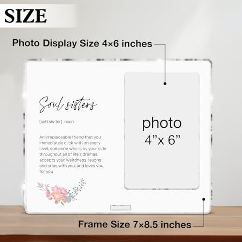 Soul Sisters Picture Frame Gifts for Sister Besties Best Friend Birthday Christmas, Soul Sisters Definition Acrylic Photo Frames, Photo 4 x 6 Inches - color: D-Soul Sisters