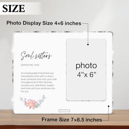 Soul Sisters Picture Frame Gifts for Sister Besties Best Friend Birthday Christmas, Soul Sisters Definition Acrylic Photo Frames, Photo 4 x 6 Inches - color: D-Soul Sisters