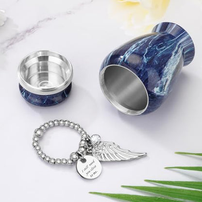 Customize Small Urn for Human Ashes Aluminium Keepsake Memorial | Mini Urn for Ashes, Meaningful Memorial Keepsake Gift, Durable Aluminum Cremation Urn with Elegant Design - style: Sapphire Blue-Customize